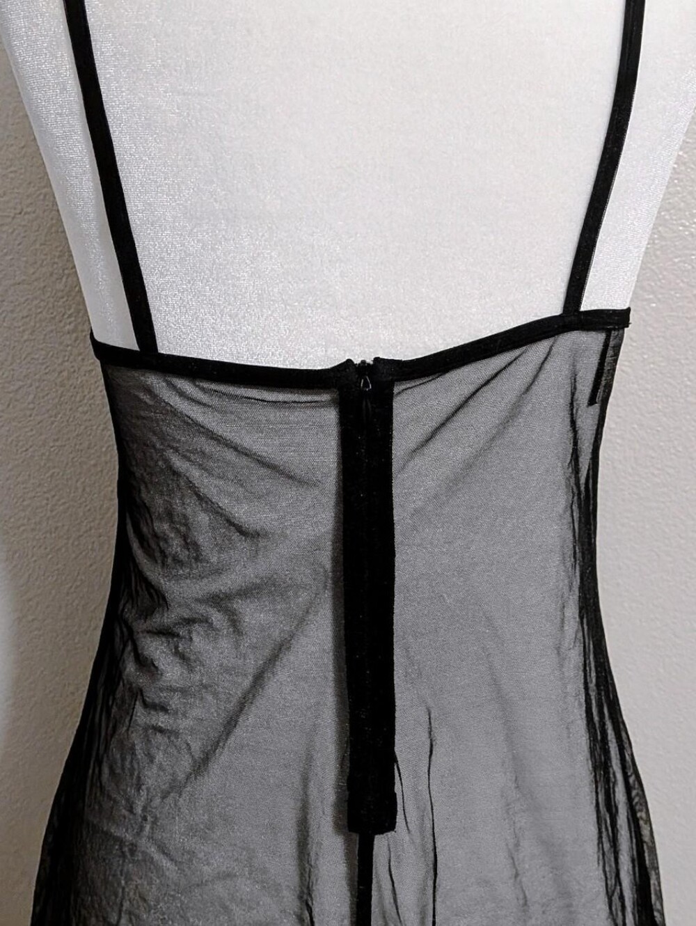 Vintage Marvel by La Perla Black Blue Floral Sheer Lingerie Slip Dress | Size 10 - Picture 5 of 6